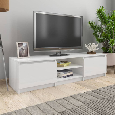 vidaXL Szafka pod TV, wysoki połysk, biała, 140x40x35,5 cm