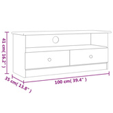 vidaXL Szafka pod TV z szufladami ALTA, biała, 100x35x41 cm, sosna