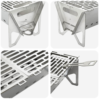 Ognisko Campingowe 42 x 22 x 18 cm Stal nierdzewna srebrny
