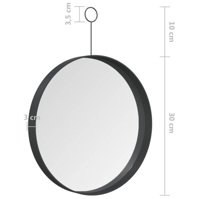 vidaXL Lustro ścienne z zawieszką, czarne, 30 cm
