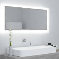 vidaXL Lustro łazienkowe LED, szarość betonu, 100x8,5x37 cm, akryl