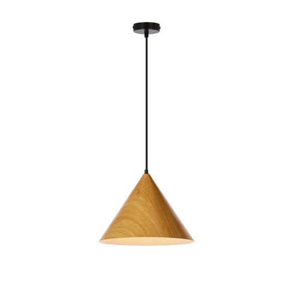 Dunca Lampa Wisząca 32 Czarny 1X40 E27 Klosz Jasny Dębowy