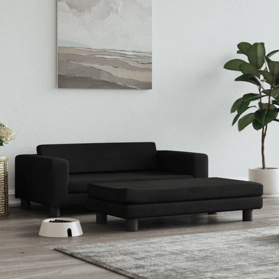 vidaXL Legowisko dla psa z dostawką, czarne, 100x50x30 cm, aksamit