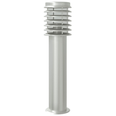 Lampy ogrodowe na słupku, 3 szt., srebrne, 60 cm, stal
