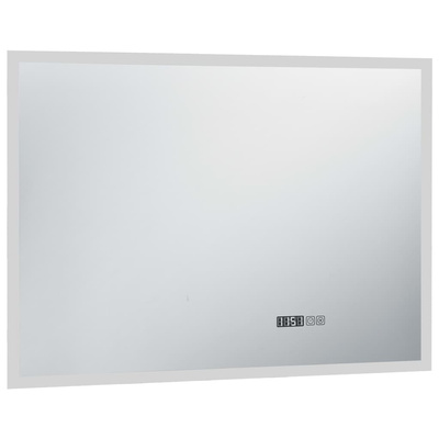 vidaXL Lustro łazienkowe z LED, czujnikiem dotyku i zegarem, 100x60 cm