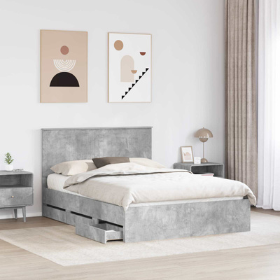 Ramka łóżka Betonowy szary 140 x 200 cm Drewno inżynieryjne