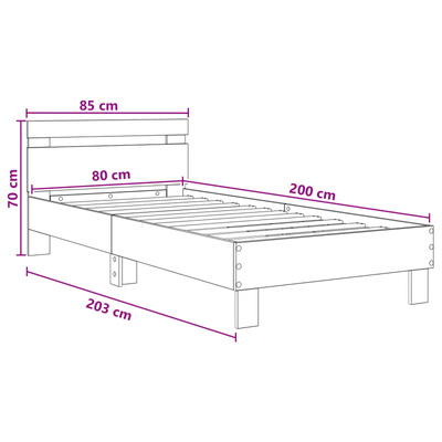 Ramka łóżka Dąb wędzony 80 x 200 cm Drewno inżynieryjne