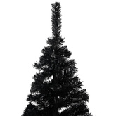 Sztuczna choinka z lampkami i bombkami, czarna, 150 cm, PVC vidaXL