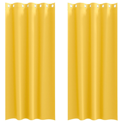 Firany blackout z kółkami 2 pcs Musztardowy Żółty 260 x 140 cm