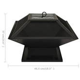 vidaXL Palenisko i grill 2-w-1, z pogrzebaczem, 46,5x46,5x37 cm, stal