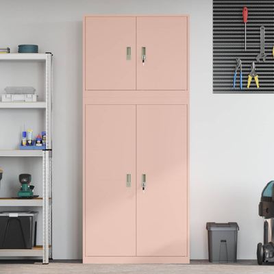 Szafka do przechowywania 2 szt. różowy 90 x 40 x 210 cm Stal