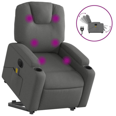 vidaXL Podnoszony fotel masujący, elektryczny, rozkładany, ciemnoszary
