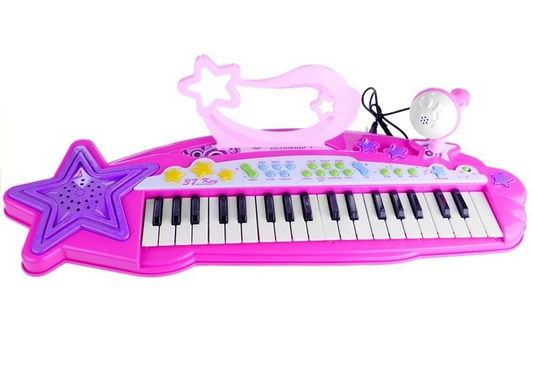 Keyboard Organki 37 Klawiszy MP3  Mikrofon Różowe