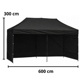Namiot Ekspresowy Ogrodowy Cateringowy Pawilon Handlowy Czarny 3x6 M