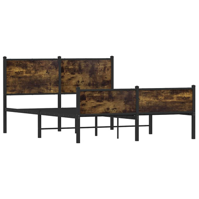 Metalowa rama łóżka, bez materaca, przydymiony dąb, 137x190 cm