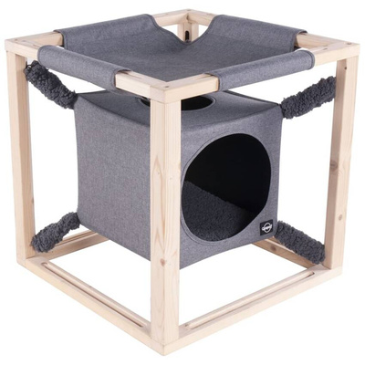 Quapas! Legowisko z hamakiem dla kota Catcube, szare, M, 54x54x54 cm