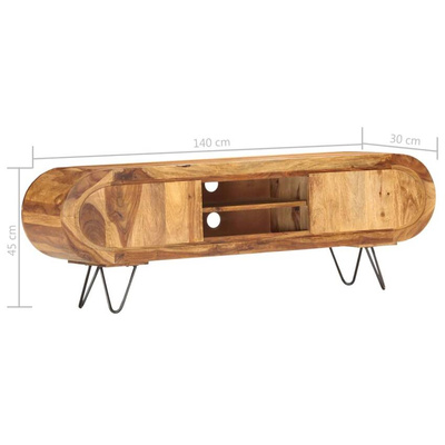 vidaXL Szafka pod TV, 140x30x45 cm, lite drewno sheesham