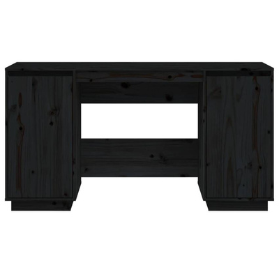 vidaXL Biurko, czarne, 140x50x75 cm, lite drewno sosnowe
