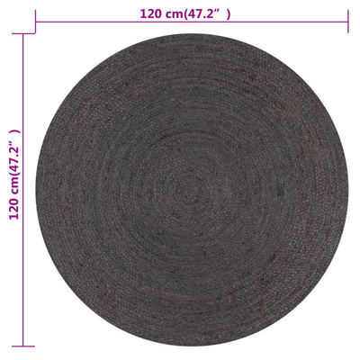 vidaXL Ręcznie wykonany dywan z juty, okrągły, 120 cm, ciemnoszary