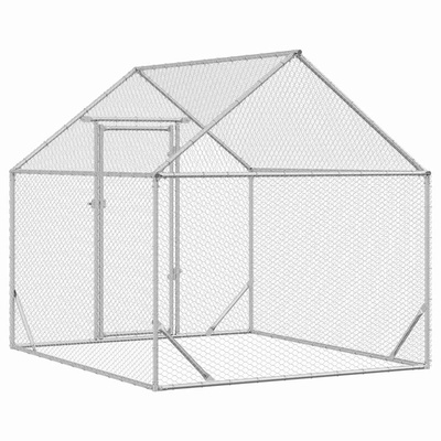 Klatka dla kur Srebrny 200 x 170 x 177 cm Stal Galwanizowana