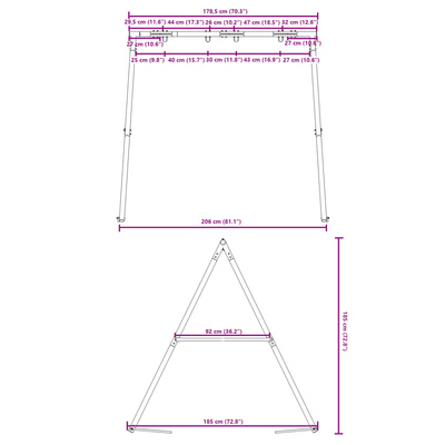 Rama do huśtawki ogrodowej, z 4 haczykami, niebieska, stal