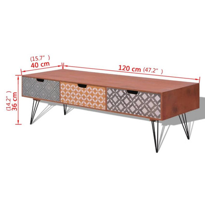 vidaXL Szafka pod TV z 3 szufladami, 120x40x36 cm, brązowa