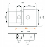 Zlewozmywak Estein 1,5K 08 / czarny nakrapiany