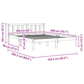 Rama łóżka, lite drewno sosnowe, 160x200 cm