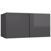 vidaXL Szafka wisząca pod TV, wysoki połysk, szara, 60x30x30 cm