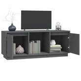 vidaXL Szafka pod TV, szara, 110,5x35x44 cm, lite drewno sosnowe