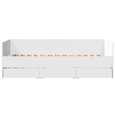 Łóżko dzienne z szufladami, bez materaca, białe, 90x200 cm