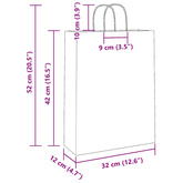 Torby papierowe 250 szt. z uchwytami Brązowe 32x12x42 cm
