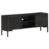 vidaXL Szafka pod TV, czarna, 115x30x46 cm, lite drewno mango