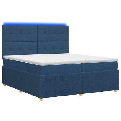 Łóżko z box spring LED z materacem niebieski 200 x 200 cm