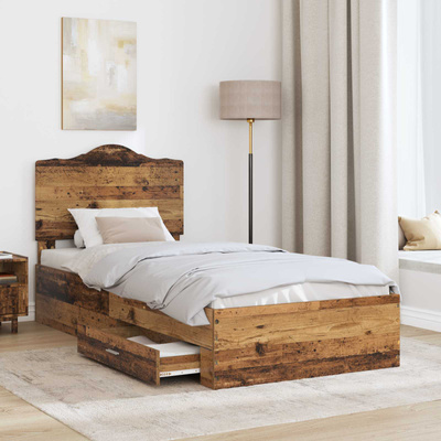 Ramka łóżka Stare drewno 90 x 190 cm Drewno inżynieryjne