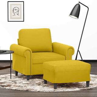 vidaXL Fotel z podnóżkiem, żółty, 60 cm, aksamit