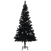 vidaXL Sztuczna choinka z lampkami i bombkami, czarna, 240 cm, PVC model standard