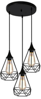 Lampa sufitowa wisząca czarna druciana talerz 3x60W Graf Candellux 33-62918
