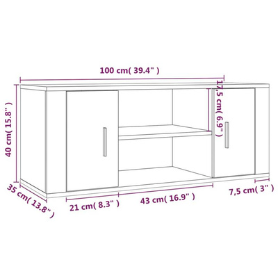 vidaXL Szafka pod TV, biała, 100x35x40 cm, materiał drewnopochodny