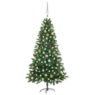 vidaXL Sztuczna choinka z lampkami i bombkami, 150 cm, zielona model standard