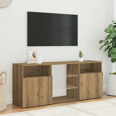 Szafka pod TV z oświetleniem LED, dąb artisan, 120x30x50 cm