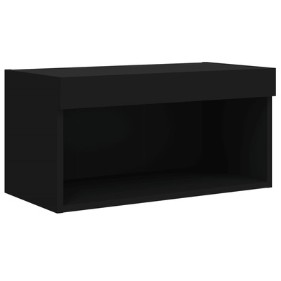 vidaXL Szafka pod TV, z oświetleniem LED, czarna, 60x30x30 cm