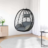 Wiszące krzesło jajo Antracyt 91,5 x 54,5 x 107 cm polirattan