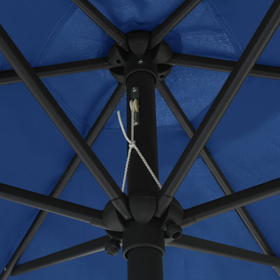 Parasol ogrodowy z LED i aluminiowym słupkiem 270 cm, niebieski
