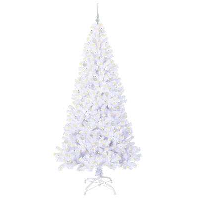 Sztuczna choinka z 300 diodami LED Biały 240 cm PVC i stal