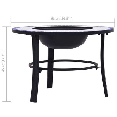 vidaXL Palenisko z mozaiką, niebiesko-białe, 68 cm, ceramika