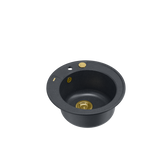 MORGAN 210 GraniteQ zlewozmywak black diamond z syfonem Push To Open kol. złoty okrągły 1-komorowy b/o + zaczepy 3 szt