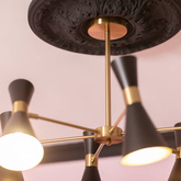 Lampa Sufitowa Żyrandol Czarno Złoty Abruzzo Salvatore 6xE27