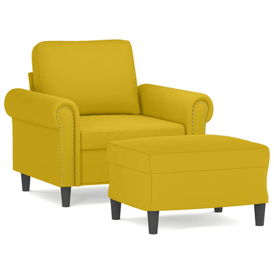 vidaXL Fotel z podnóżkiem, żółty, 60 cm, aksamit