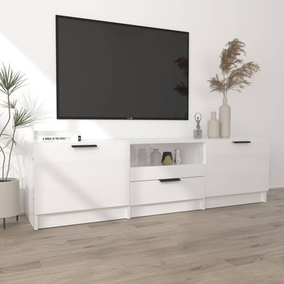 vidaXL Szafka pod TV, wysoki połysk, biała, 140x35x40 cm